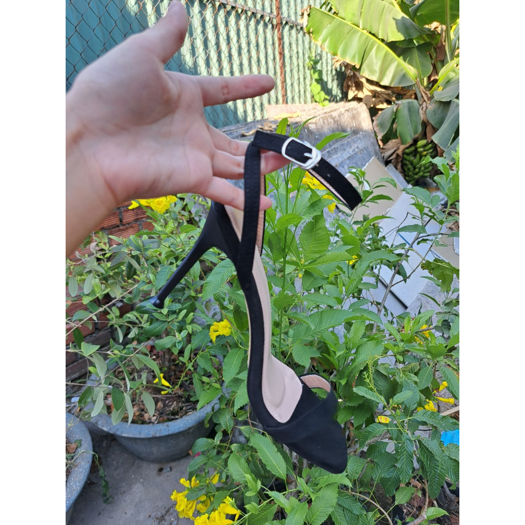 Video kèm hình thật Giày cao gót 9 phân big size ngoại cỡ size 40 41 42 43 quai mảnh thời trang sang chảnh