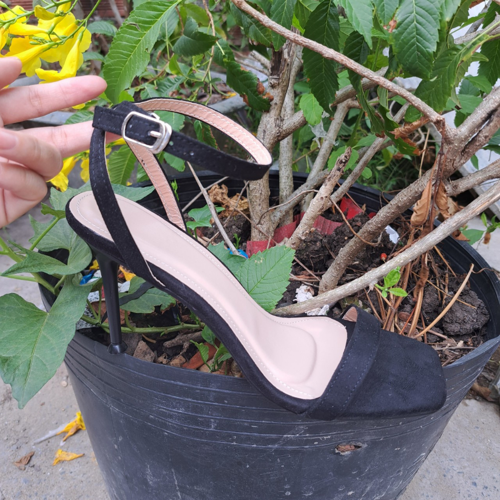 Video kèm hình thật Giày cao gót 9 phân big size ngoại cỡ size 40 41 42 43 quai mảnh thời trang sang chảnh