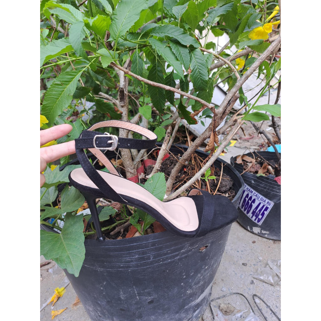 Video kèm hình thật Giày cao gót 9 phân big size ngoại cỡ size 40 41 42 43 quai mảnh thời trang sang chảnh