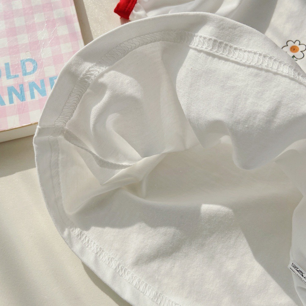 Áo Thun Bé Gái Cotton Tay Ngắn Phồng Cao Cấp Mùa Hè Họa Tiết Hoạt Hình Dễ Thương Phong Cách Hàn Quốc Từ 3-10 Tuổi