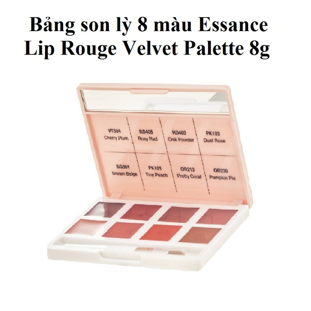 Bảng Son Essance Mịn Lì Lâu Trôi 8 Màu 8g (1gx8) Lip Rouge Velvet Palette