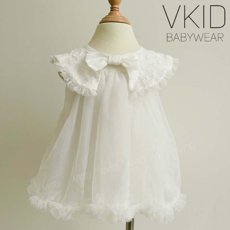 V19 Váy cổ thuỷ thủ phối ren trắng cao cấp mềm mại cho bé gái phong cách tiểu thư size 4-10kg