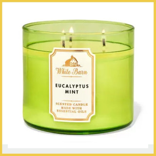 Nến thơm 3 tim bath & body works eucalytus mint 411g.