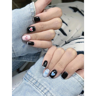 Nailbox - Mẫu tone đen trái tim xanh hồng🥰💓💙