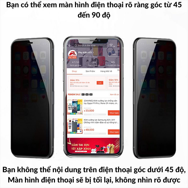 Cường lực Baiko Chống nhìn trộm OPPO Reno 3/ 3Pro Reno 5/ 6/ 6 5G/ 7/ 7z 5G/ 8/ 8z/ 8T 4G/ 8 Pro  - Khóm phụ kiện