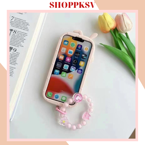 Ốp Điện Thoại Silicon Cao Su Mềm Hình Thỏ Dễ Thương Cho Iphone 14 13 12 11 Pro MAX X XS MAX XR 6 6S 7 8