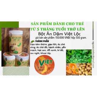 bột ăn dặm việt lộc cho bé từ 4m(bột nấu)