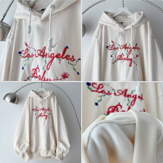 Áo khoác hoodie nữ chất nỉ thêu los ang...baby phối hoa cực yêu mctphoodie304