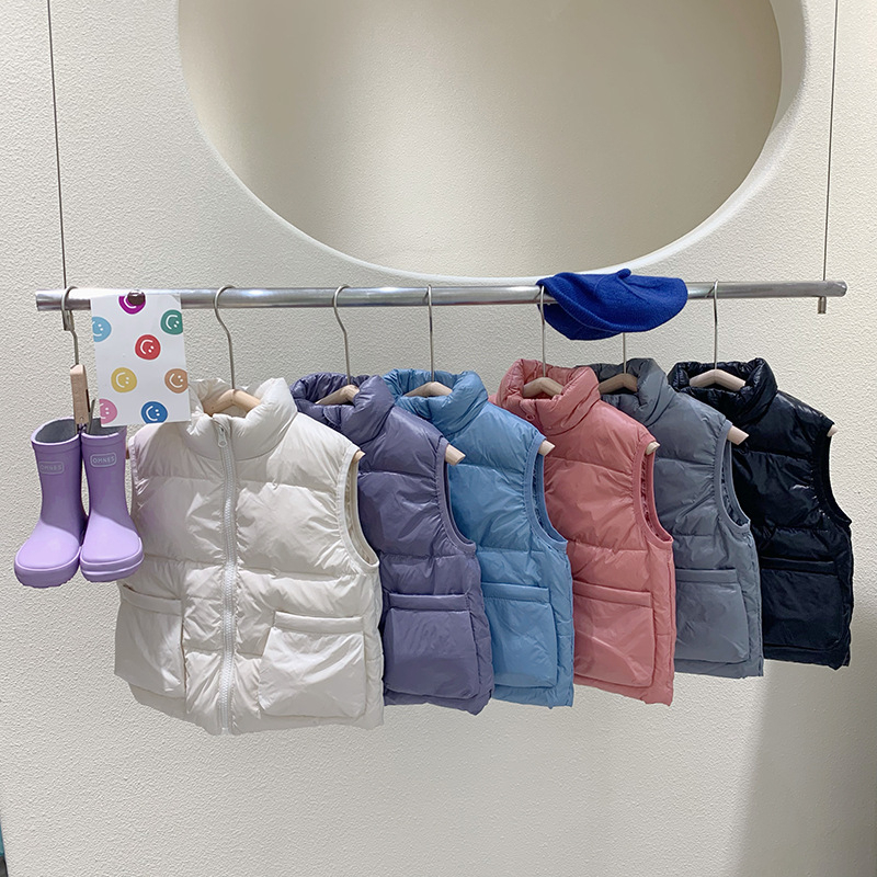 Áo vest vừa và nhỏ ấm áp dày dặn cho trẻ em có túi lớn