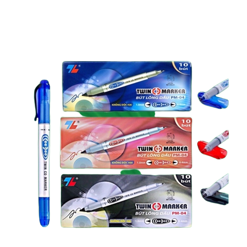 Bút Lông Dầu Đầu Nhỏ Thiên Long PM-04. Bút Dạ  2 Đầu