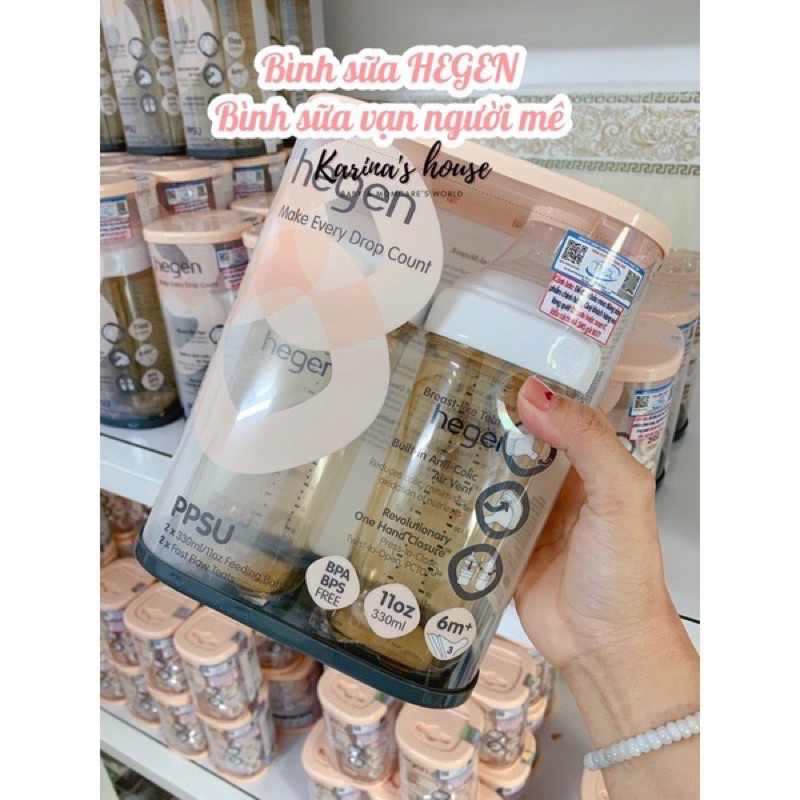 Bình sữa Hegen 60ml/150ml/240ml/330ml. Hỗ trợ đổi núm