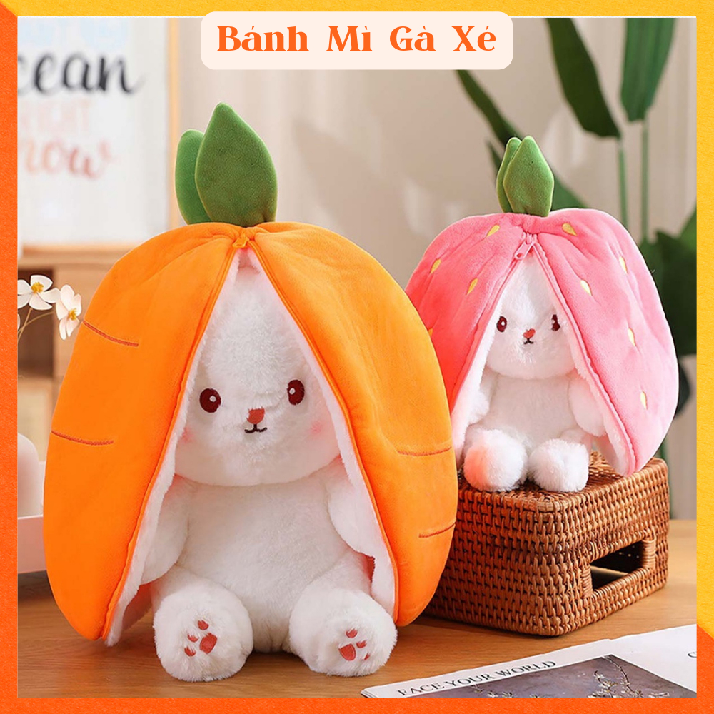 Thỏ Bông Tai Dài Trốn Úp Trong Quả Dâu Tây Củ Cà Rốt 35cm Màu Hồng Hàn Quốc Bobby Cute Dễ Thương Mini Cho Bé Gái Giá Rẻ