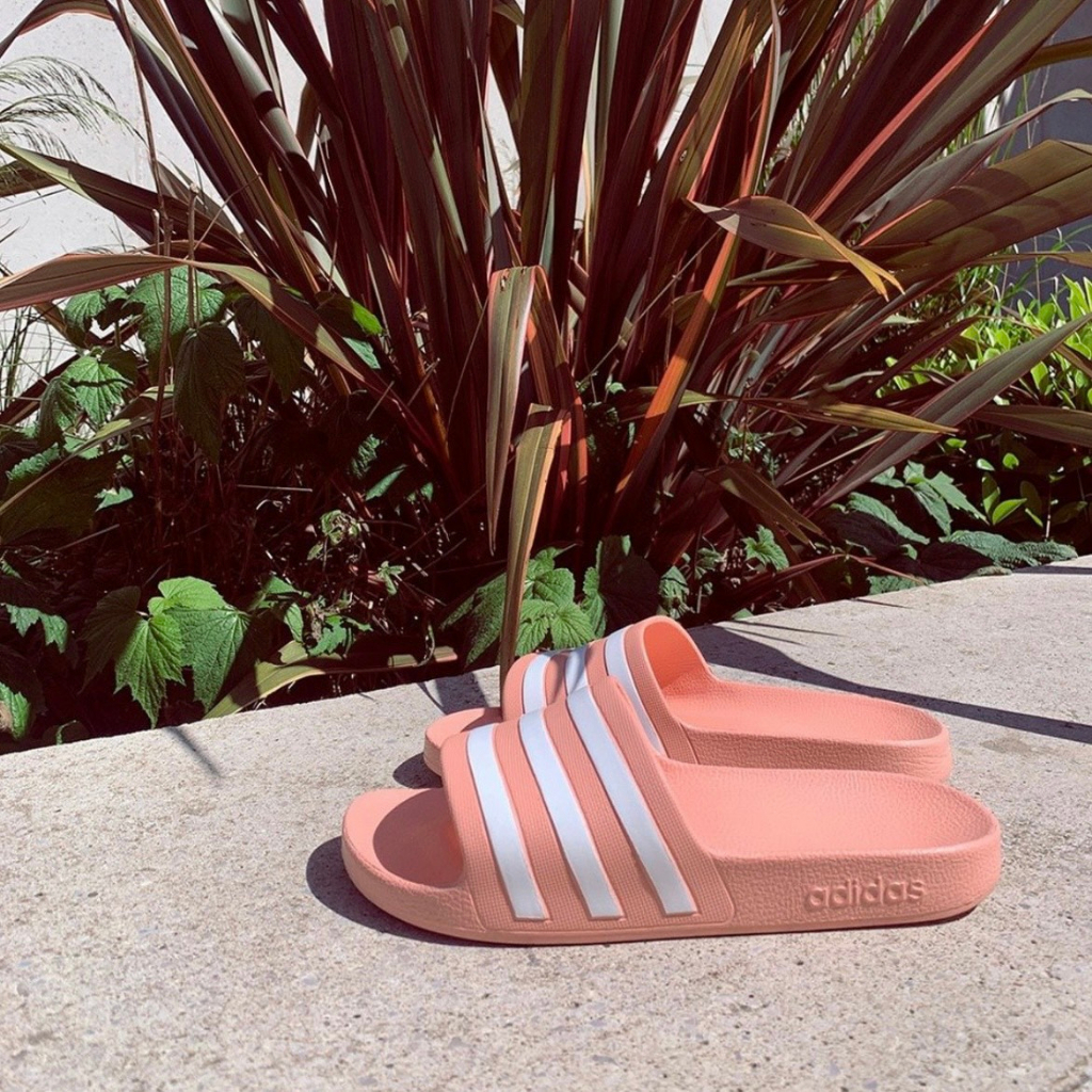 Dép nam nữ quai ngang Adilette Aqua Vapour Pink, đúc nguyên khối, không thấm nước, dép chính hãng