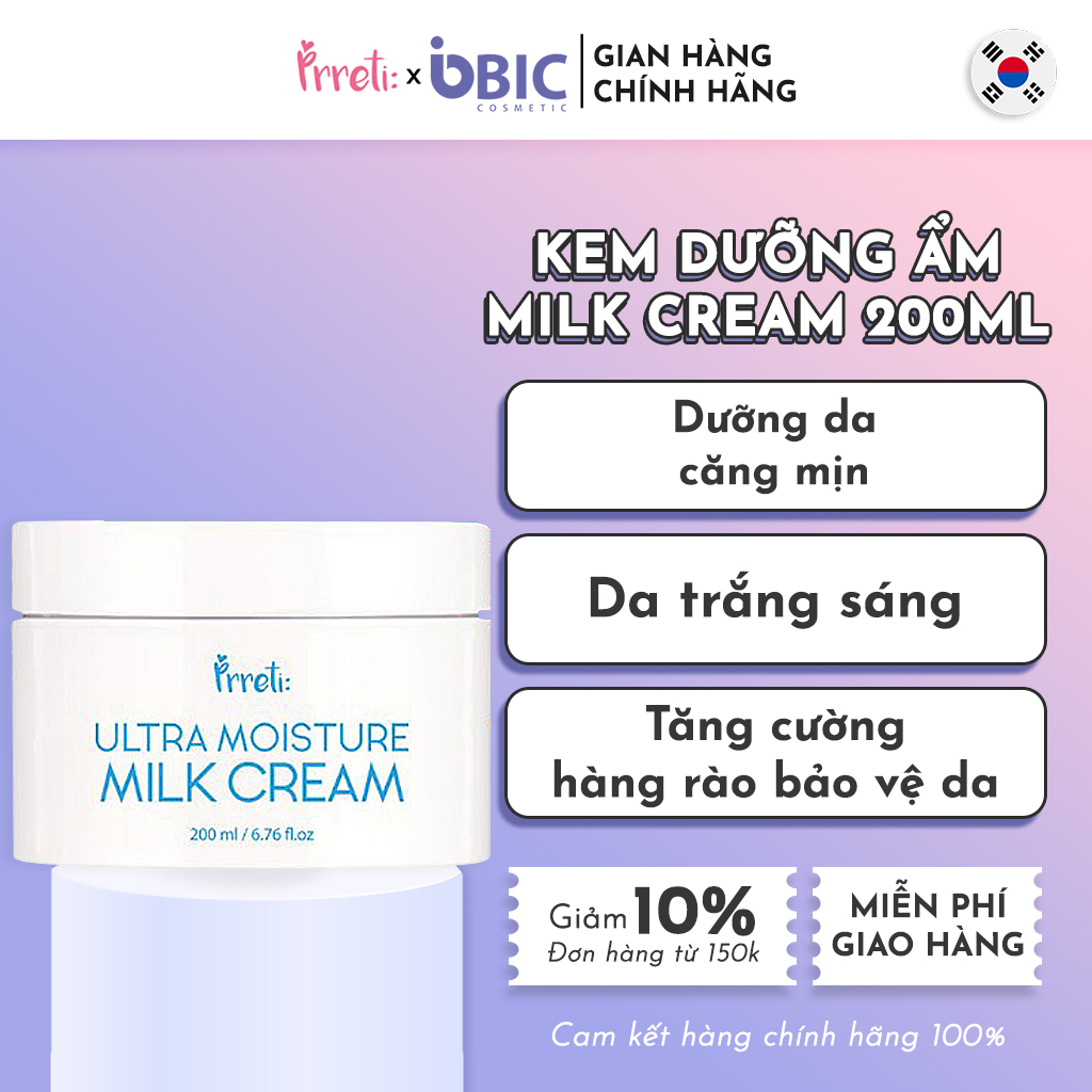 Kem dưỡng ẩm Prreti Ultra Moisture Milk Cream sữa dê bảo vệ chăm sóc da nhạy cảm