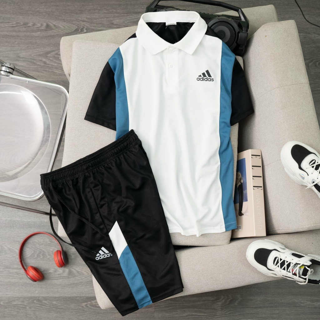 Bộ thể thao nam adidas cộc tay cao cấp cực mát, quần áo nam vải thun kim thể thao co giãn 4 chiều, đủ size từ 50-80kg