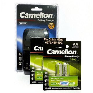 Combo Bộ Sạc Nhanh Tự Ngắt 2h Kèm 4 Viên Pin Sạc AA 2500 mAh Chính Hãng Camelion