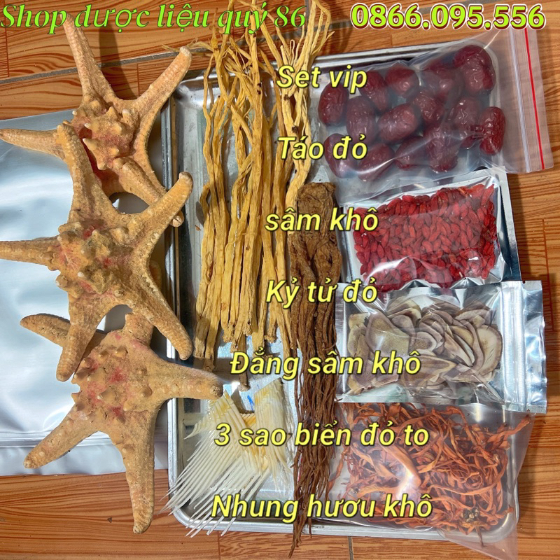 Sét ngâm cá ngựa - nhung hươu - đẳng sâm - kỷ tử -táo đỏ