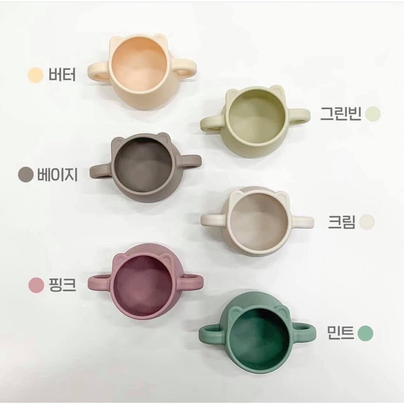 Cốc uống nước Silicon hình gấu cho bé Chính hãng Bluemama Hàn Quốc
