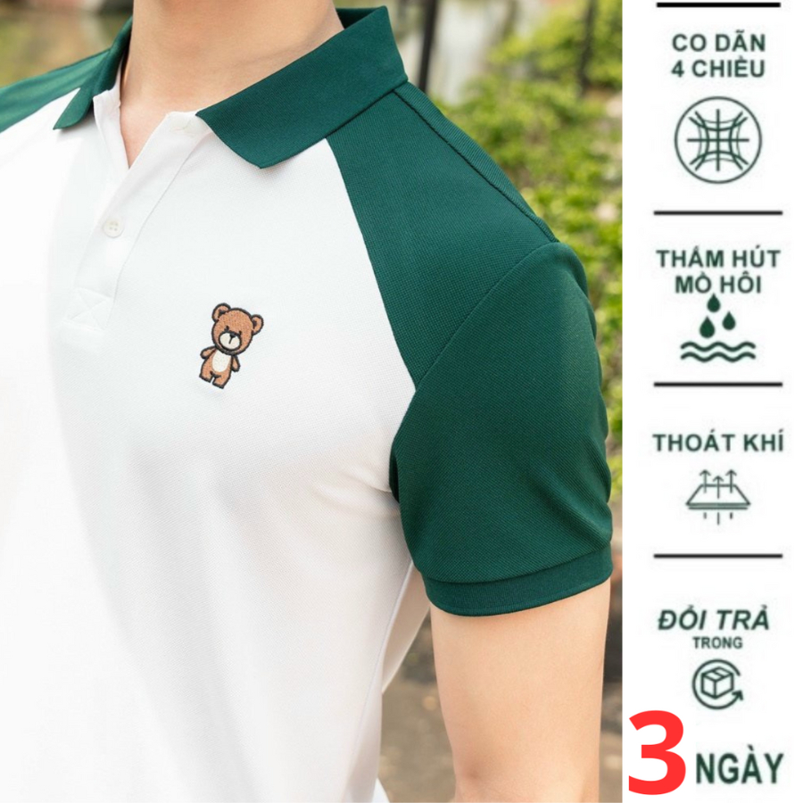 Áo Polo Thun Nam Trắng Phối Vai Xanh Có Cổ Ngắn Tay Chất Liệu Cá Sấu Cotton Mát Mẻ Co Giãn Tốt Thấm Mồ Hôi B-Cool B01