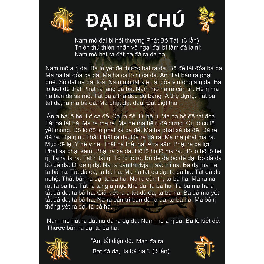 Loa pháp thoại tụng Chú Đại Bi bản tiếng Việt-thần chú quảng đại viên mãn