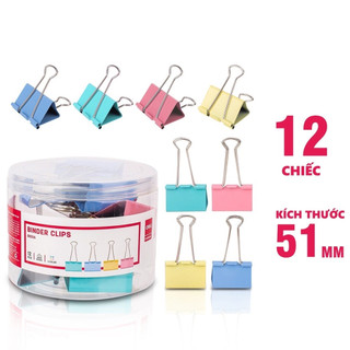 Hộp 12 kẹp bướm màu 51mm deli e8551a