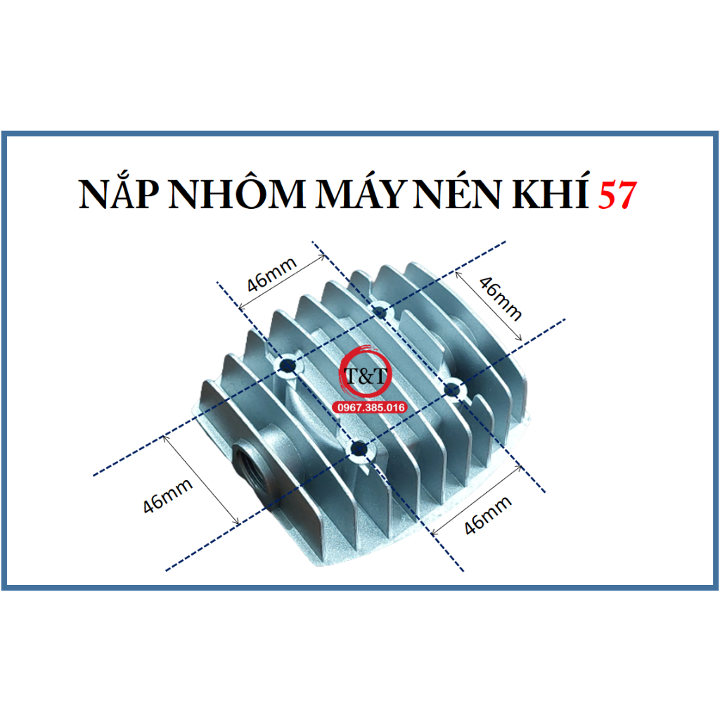 NẮP NHÔM HƠI MÁY NÉN KHÍ TRỰC TIẾP 57 (XEM KÍCH THƯỚC TRÊN HÌNH) (sk.lcl)