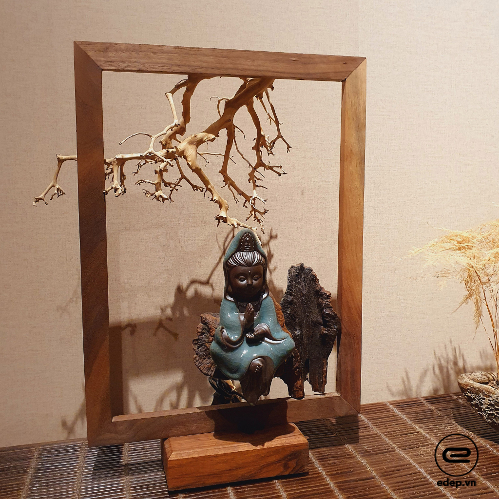Tượng Gỗ Lũa Quan Âm - Đèn gỗ lũa decor - Tượng Gỗ Lũa Xông Trầm