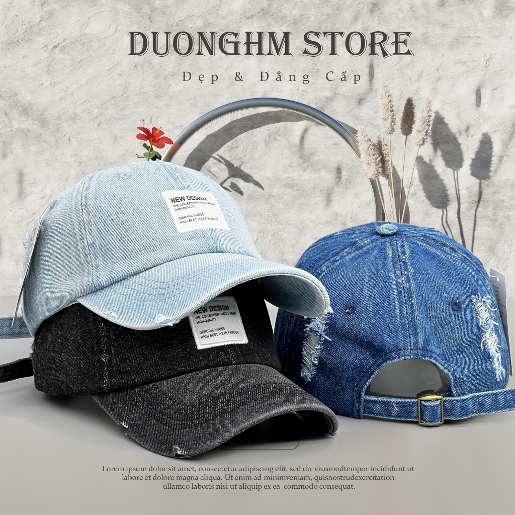 Mũ Lưỡi Trai Bò jean Rách Nhẹ, Thời Trang Năng Động Phong Cách Bụi Bặm Unisex