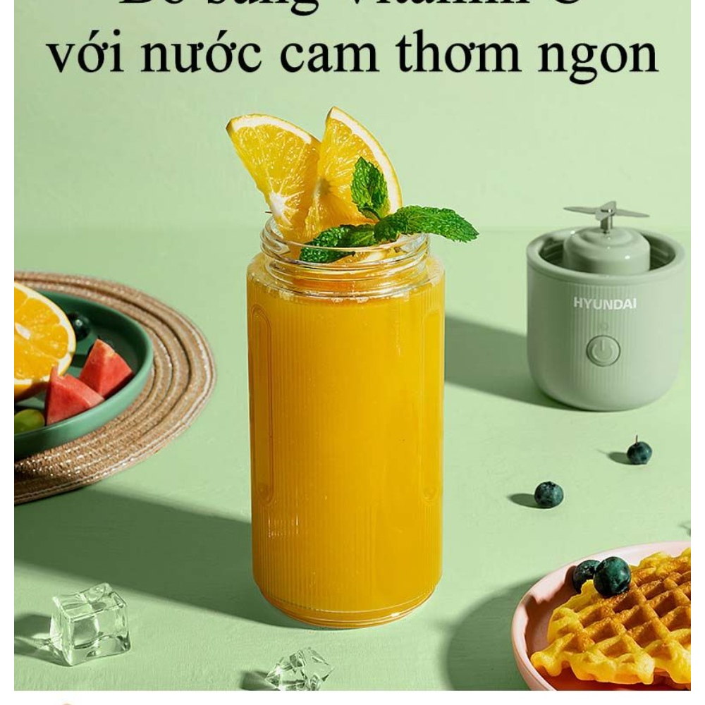 Máy Xay Sinh Tố Mini Cầm Tay Huyndai - Máy Xay Sinh Tố Đa Năng Tiện Lợi 500ml