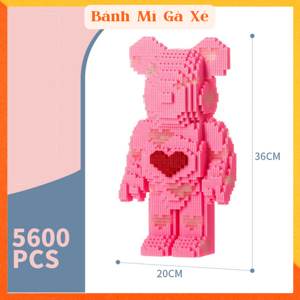 Bộ lắp ráp Bearbrick 36 cm Phi Hành Gia có đèn búa 3D size nhiều mẫu, mô hình lắp ghép Bear Brick trang trí bàn học