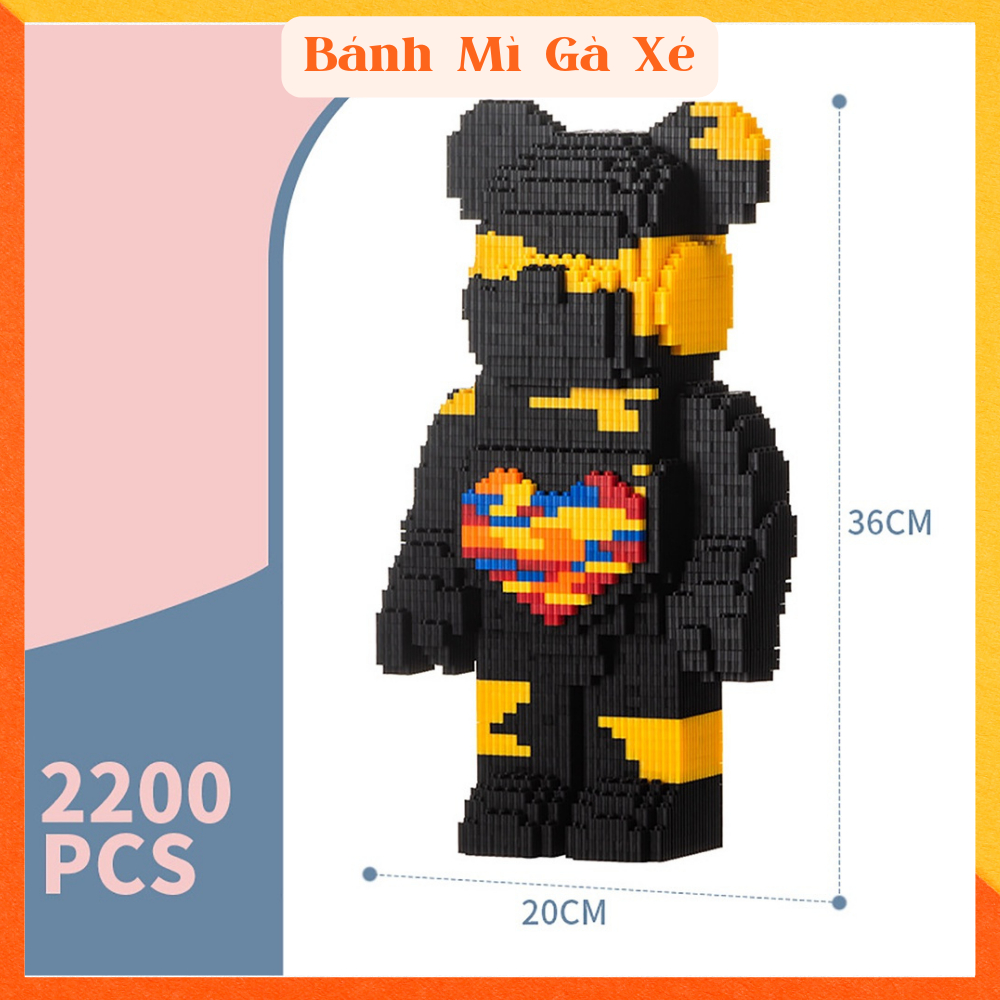 Bộ lắp ráp Bearbrick 36 cm Phi Hành Gia có đèn búa 3D size nhiều mẫu, mô hình lắp ghép Bear Brick trang trí bàn học