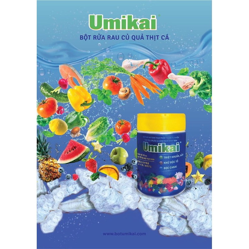 Combo 2 Hộp UMIKAI Bột Rửa Rau Củ Thịt Cá Làm Từ Vỏ Hàu Tự Nhiên Công Nghệ Nhật Bản
