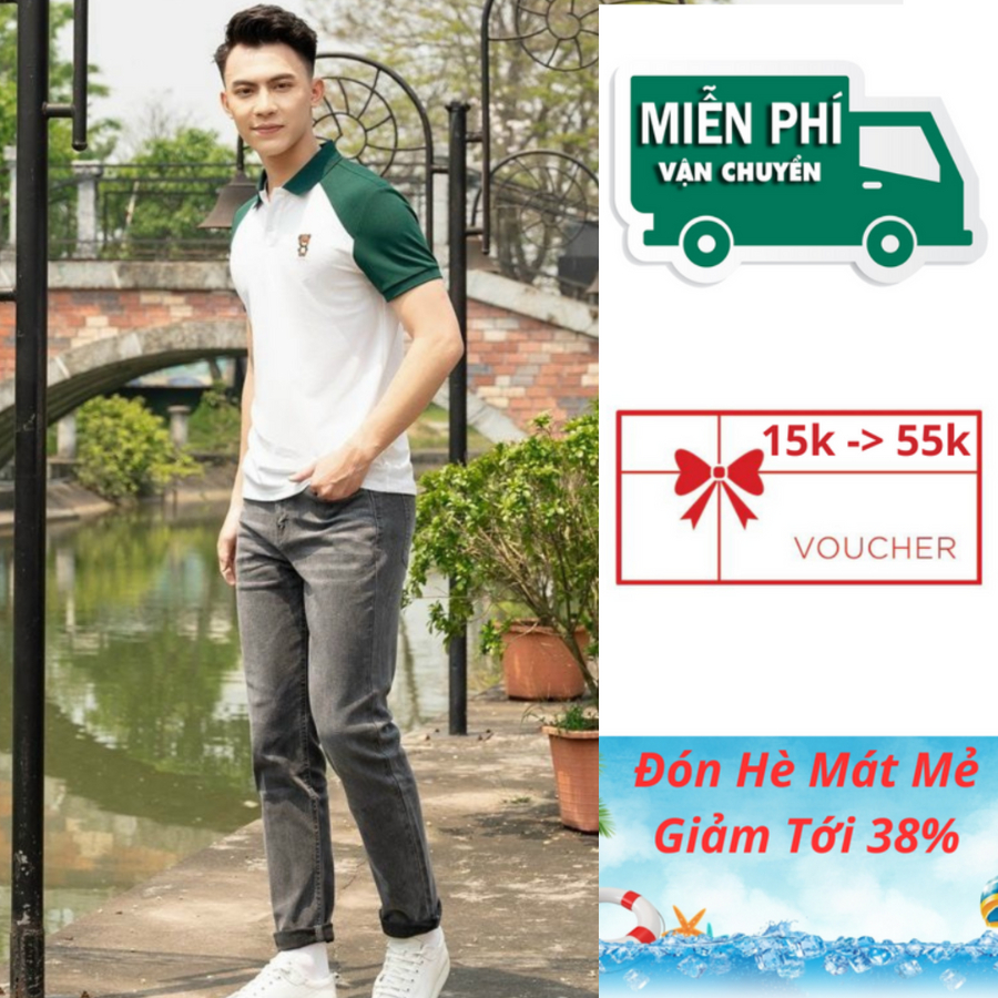 Áo Polo Thun Nam Trắng Phối Vai Xanh Có Cổ Ngắn Tay Chất Liệu Cá Sấu Cotton Mát Mẻ Co Giãn Tốt Thấm Mồ Hôi B-Cool B01