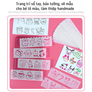 Set 4 Thước Rỗng Vẽ Tranh Hoạt Hình Thủ Công, khuôn rỗng tập vẽ tranh cho bé