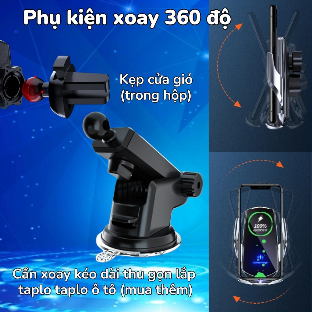 sạc điện thoại không dây ô tô 15W SIMAS, giá sạc điện thoại tự động đóng mở trên ô tô cao cấp chắc chắn đa năng | BigBuy360 - bigbuy360.vn