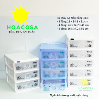 Tủ Nhựa Mini Tomi Để Bàn 3 Tầng, 4 Tầng, 5 Tầng Cỡ A4, Nắp Bằng, Trong Suốt- Màu Sáng Đẹp,Tiện Dụng, Đồ Gia Dụng Hoacosa