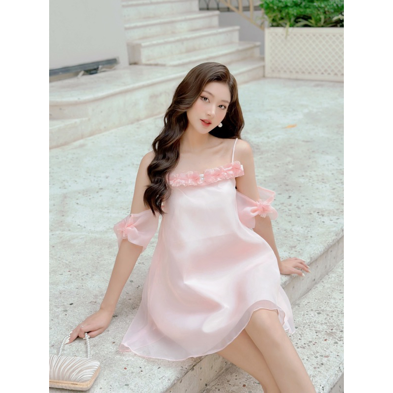 Đầm 2 dây form babydoll hoạ tiết đính ngực sang chảnh Aguja TRACY DRESS