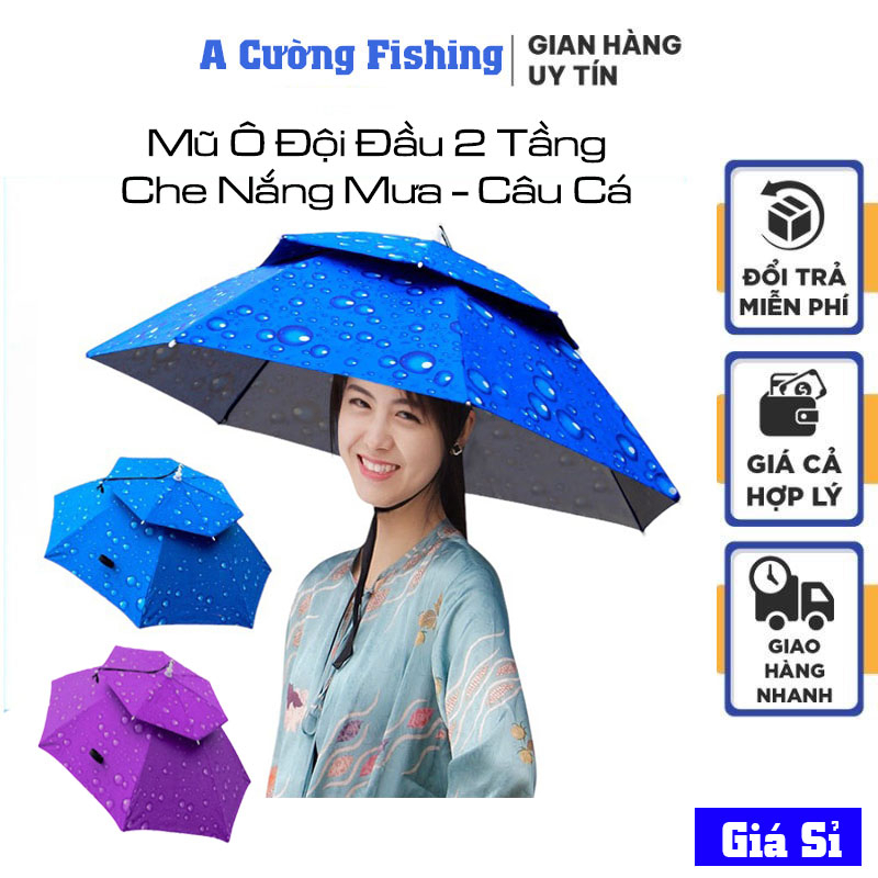 Mũ Ô Đội Đầu 2 Tầng Che Nắng Mưa, Câu Cá, Dã Ngoại - Đủ 3 Màu | BigBuy360 - bigbuy360.vn