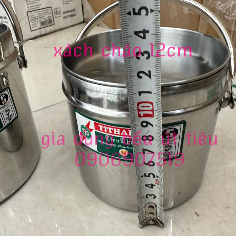 Ca men inox 1 ngăn , xách cháo inox 12cm 14cm