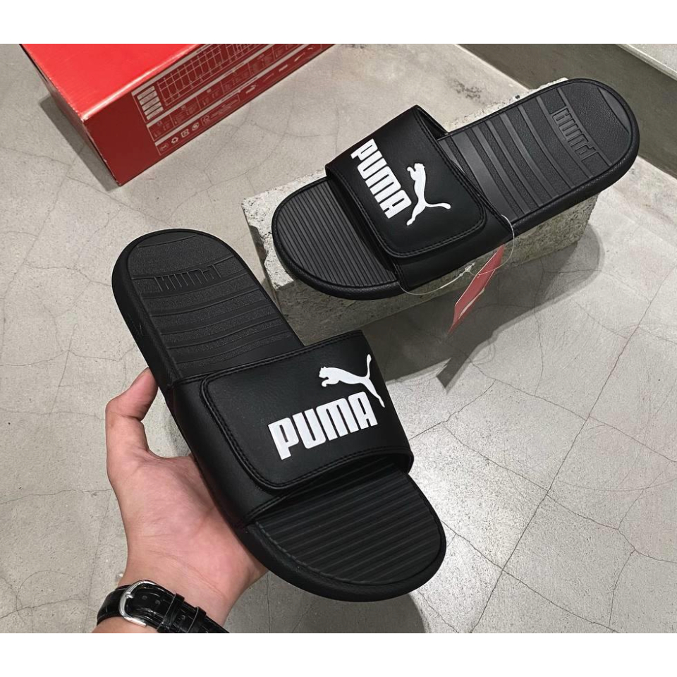 Dép Chính Hãng Puma Cool Cat Black White Quai Dán Shop Xám Store