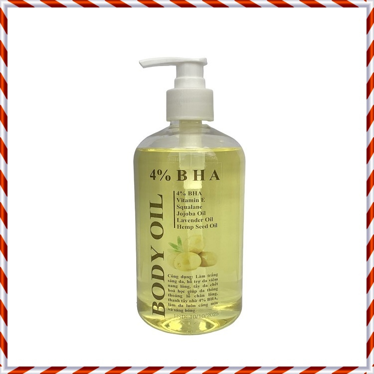 Chai To 1 Lít Body Oil 4% BHA - Dưỡng Ẩm Da & Giúp Da Săn Chắc, Thấm Nhanh