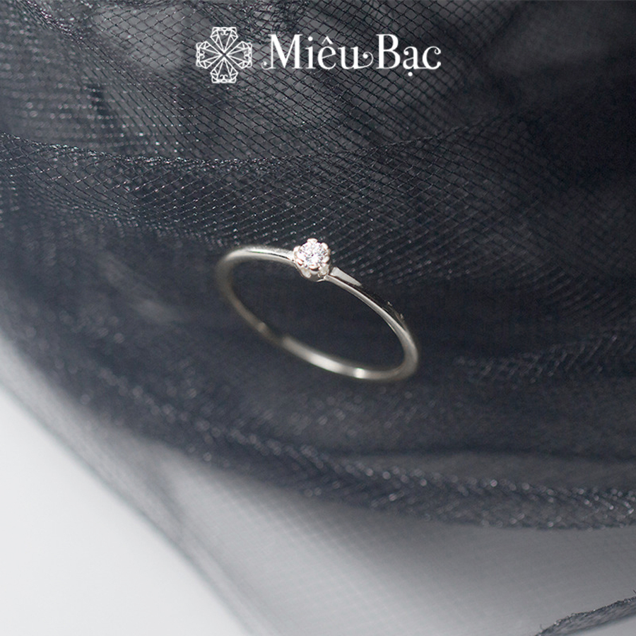 Nhẫn bạc nữ Miêu Bạc trơn đính đá bạc, mạ vàng chất liệu bạc 925 phụ kiện thời trang trang sức nữ MN10