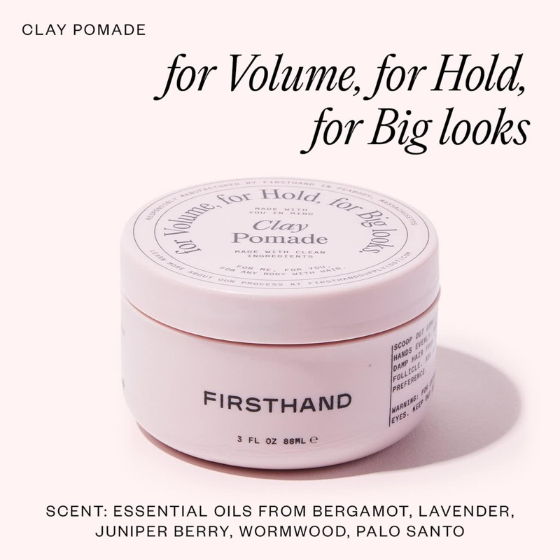 Sáp Vuốt tóc First hand Clay Pomade 88ml Chính hãng cao cấp Mỹ | Thành phần tự nhiên - Bóng mờ - Giữ nếp linh hoạt