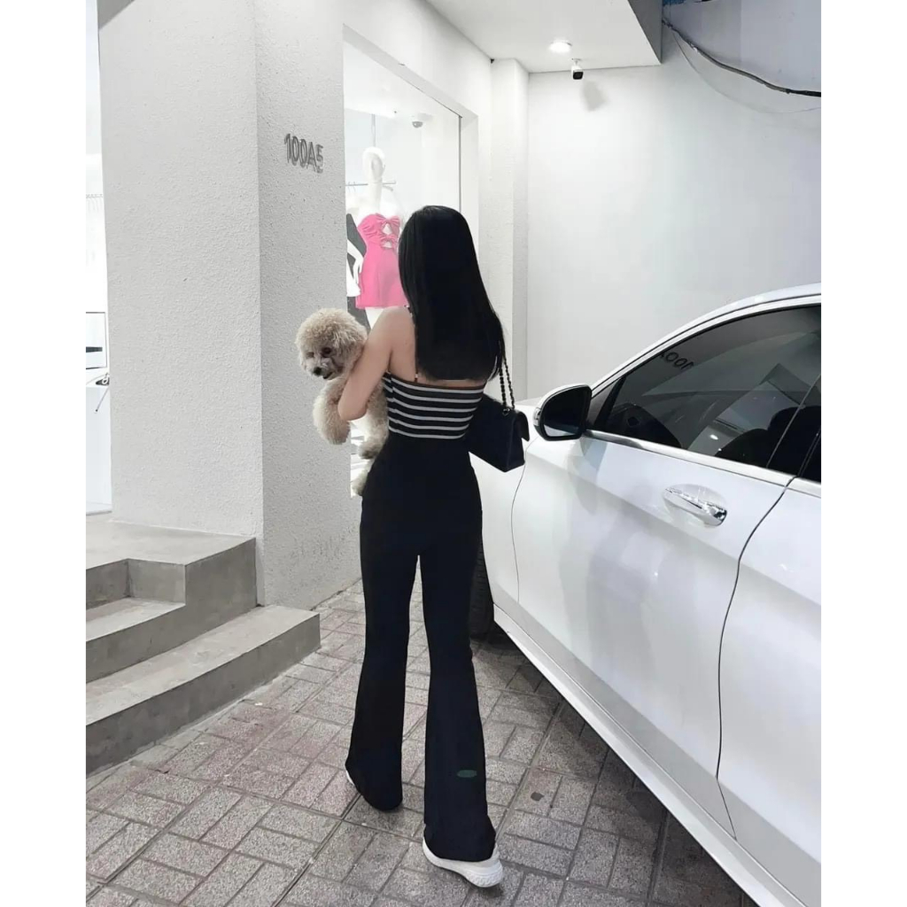 Quần ống loe nữ cạp cao dáng dài, Quần Legging nữ ôm ống loe lên from xinh tôn dáng