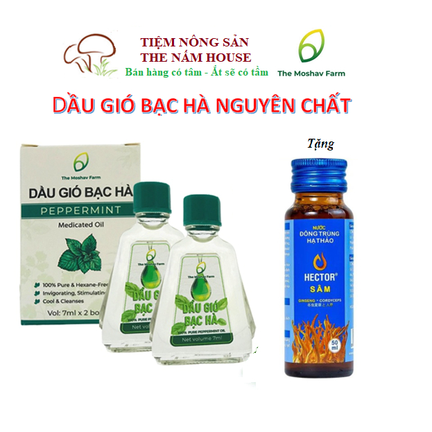 Dầu gió bạc hà The Moshav Farm - Hộp 2 chai 7ml/chai