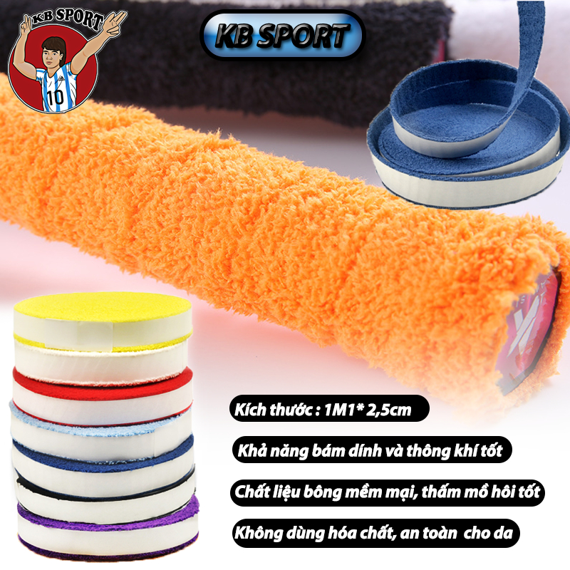 Quấn cán vợt câu lông, tenis vải dài 5M cao cấp, thấm hút mồ hôi thoáng khí tốt