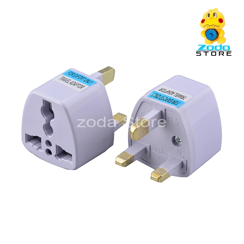 Zoda Phích cắm 3 chấu du lịch chuẩn Anh/Hàn/ UK/Singapore/Malaysia chuyên dụng