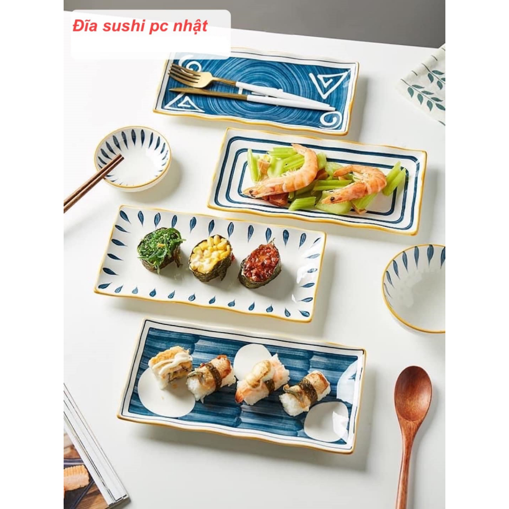 Đĩa sushi phẳng 25x12cm phong cách Nhật