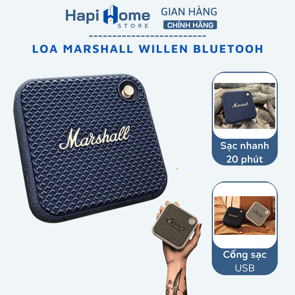 Loa bluetooth mini Marshall willen không dây ba.ss mạnh cho điện thoại máy tính  giá rẻ bass treble rõ ràng-Bảo hành