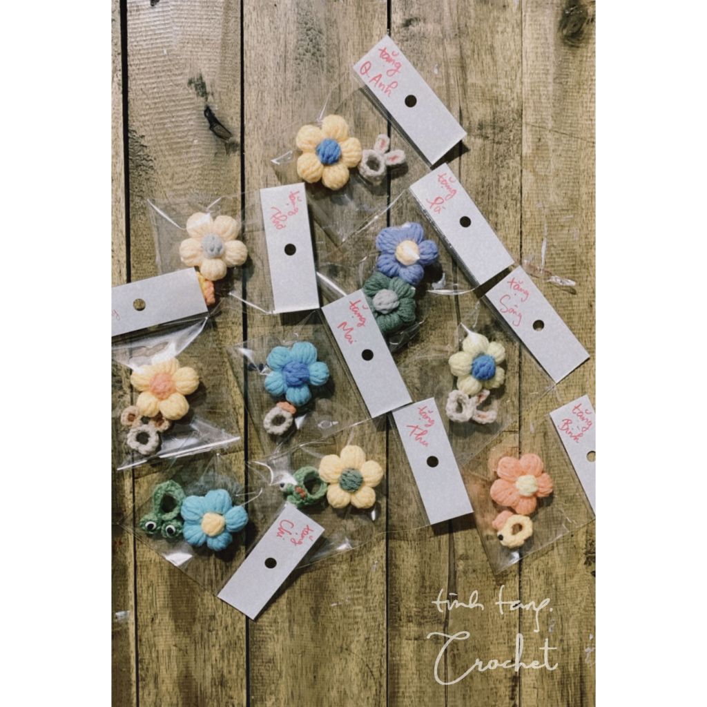Pin hoa len handmade có ghim cài nhiều cỡ